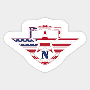 Letter N American Flag Monogram Initial Sticker